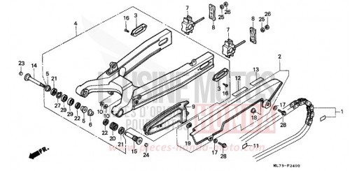 SWING ARM/CHAIN CASE VFR750FH de 1987